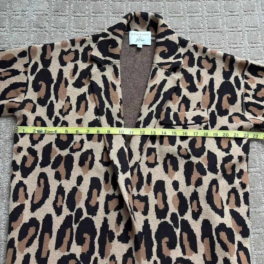 J. Crew Demylee Wool Sweater Blazer Jacket Women's XS Brown Tan Animal Leopard